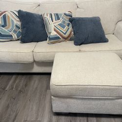 Cream Sofa with Ottoman 