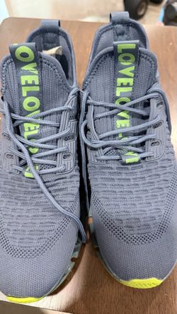 Lovelock Gray Knit Sneakers with Neon Yellow Accents