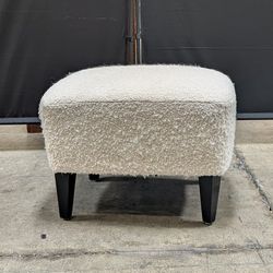 Textured Cream Rectangular Ottoman Footstool