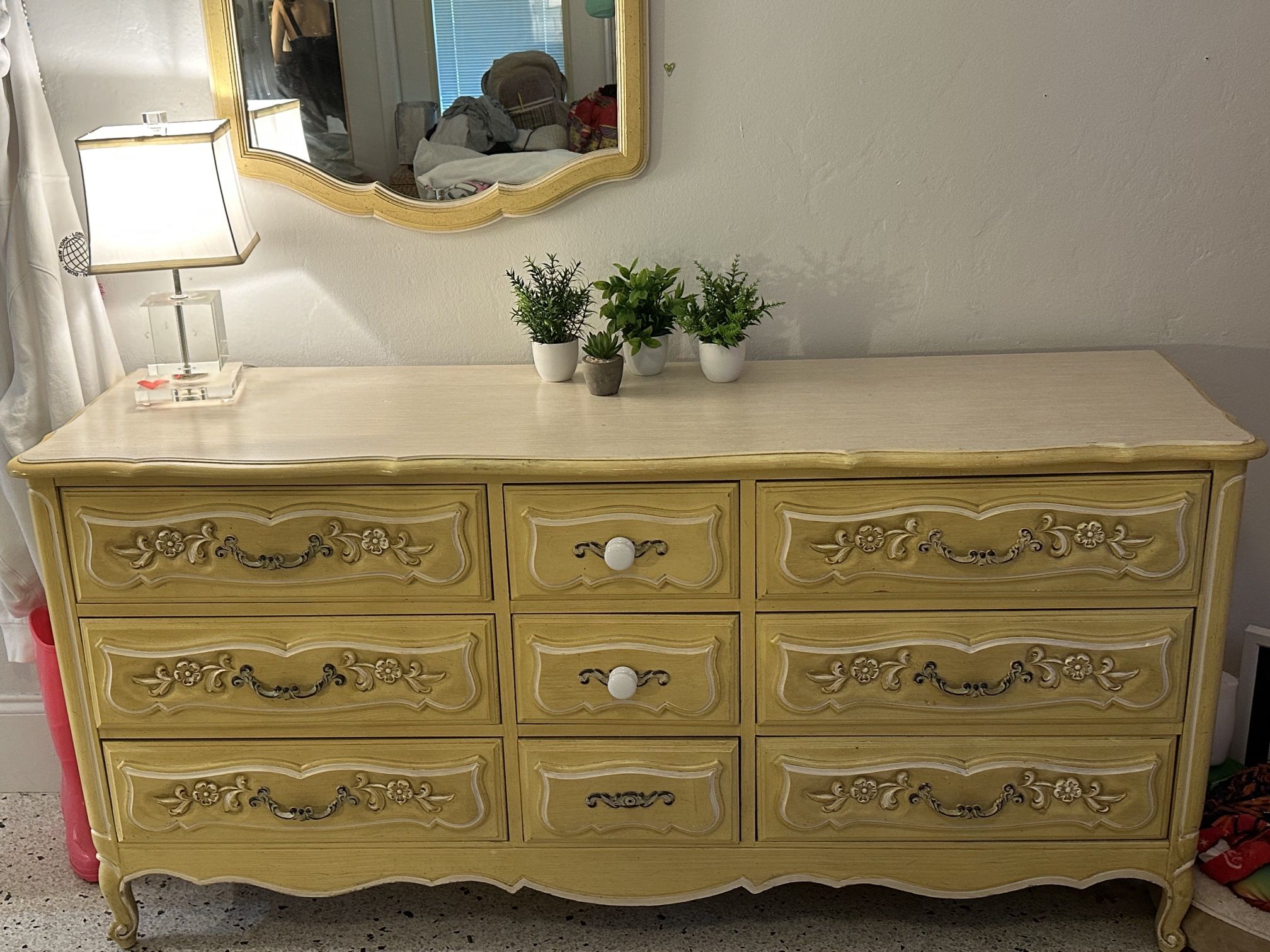 French Provincial Dresser And Mirror