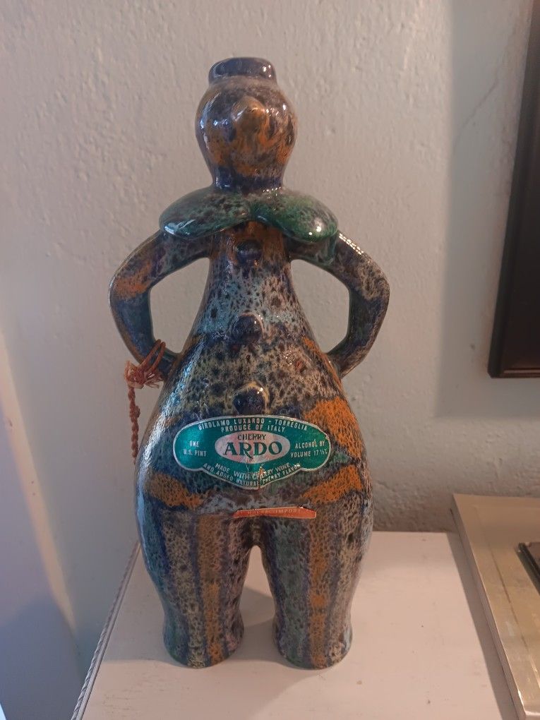 Vintage & Rare "LUX" Porcelain Wine Bottle Clown Vase from Italy