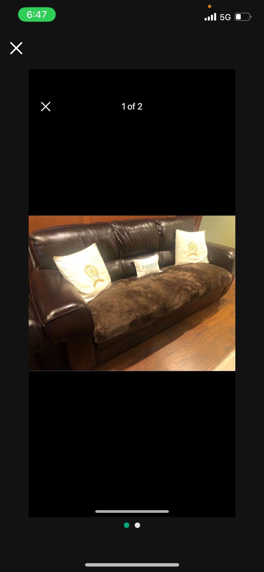 Faux Leather Sofa USED