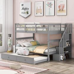 Full-Over-Full Bunk Bed with Twin Size Trundle