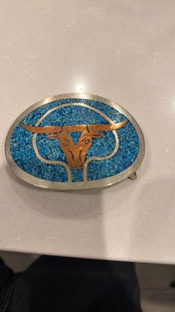Vintage turquoise Longhorn belt buckle western
