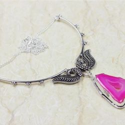 Solar Druzy 925 Sterling Silver Plated Gemstone 20" Necklace