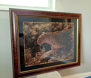 Large Framed Tiger Print Artwork 