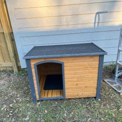 Dog House Outdoor & Indoor Wooden Dog Kennel for Winter with Raised Feet Weatherproof