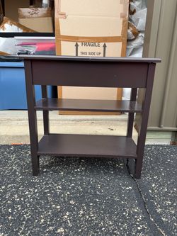 Dark Brown Wood Side Table