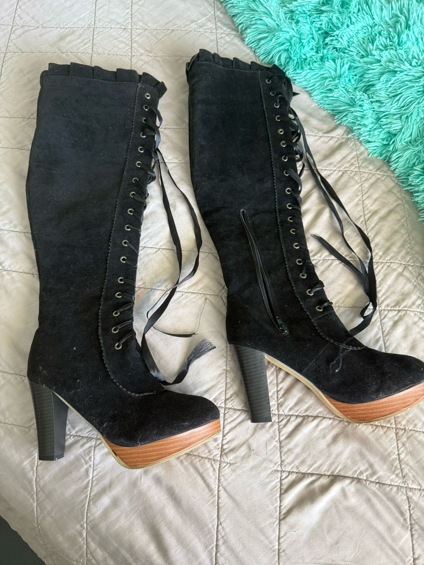 Knee High Black Costume Boots