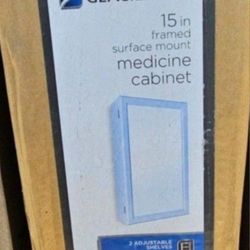 Glacier Bay 15.25 in. W x 26 in. H Rectangular Framed Surface-Mount Bathroom Medicine Cabinet with Mirror in Grey