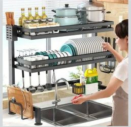 LeVcoecam 3-Tier Over-Sink Dish Rack - Black