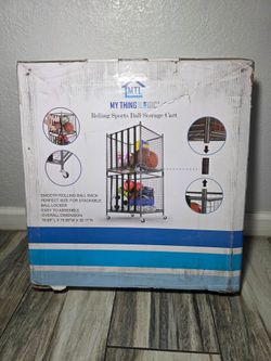 Mythinglogic Rolling Sports Ball Storage Cart, Sports Lockable Ball Storage Locker with Elastic Straps, Stackable Ball Cage for Garage Storage Garage 