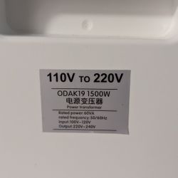 VQBAA 110V to 220V Power Voltage Transformer (Converter) 1500W