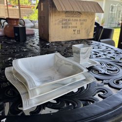 MalaCasa Dinnerware sets for 6 marble grey