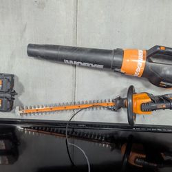 Worx Leaf Blower and Hedge Trimmer Set