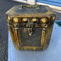 Decorative Metal Box With Ornate Metal Latch