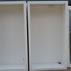 White Storage Cabinets w/ Transparent Glass Doors