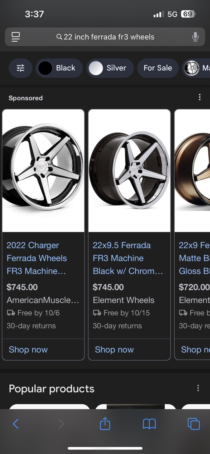 22 Inch staggered Ferrada Fr3 5x114.4-115
