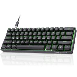 DIERYA 60% Mechanical Keyboard, DK61se Wired Gaming Mechanical Keyboard with Blue Switches,green LED