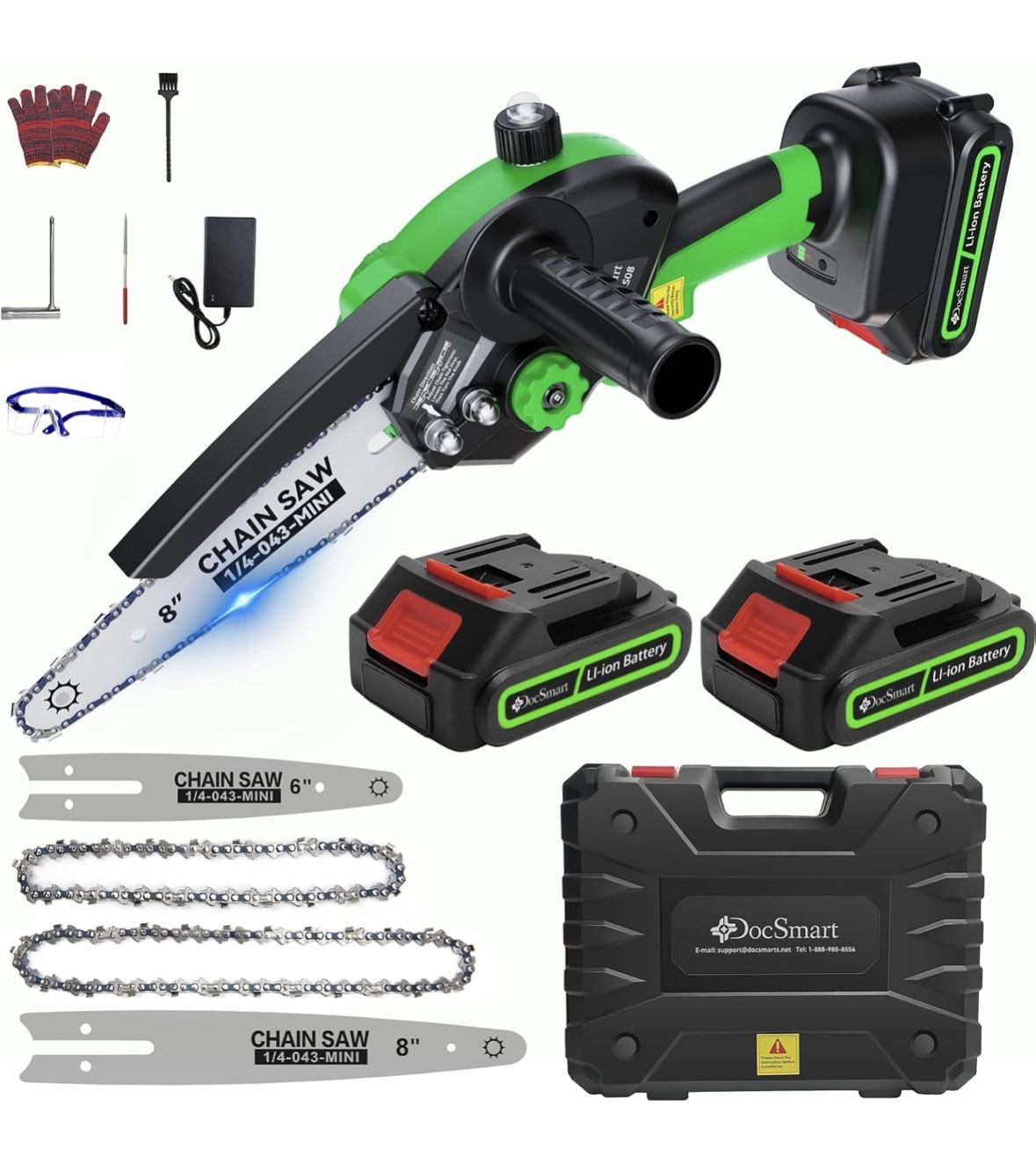 Mini Chainsaw Cordless, 8 inch & 6 inch Electric Chain Saw with 2 Pack Rechargeable Batteries, Battery Powered Handheld Saw for Trees Trimming Wood Cu