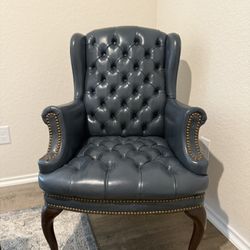 Vintage Blue Tufted Wingback Chair!! $200