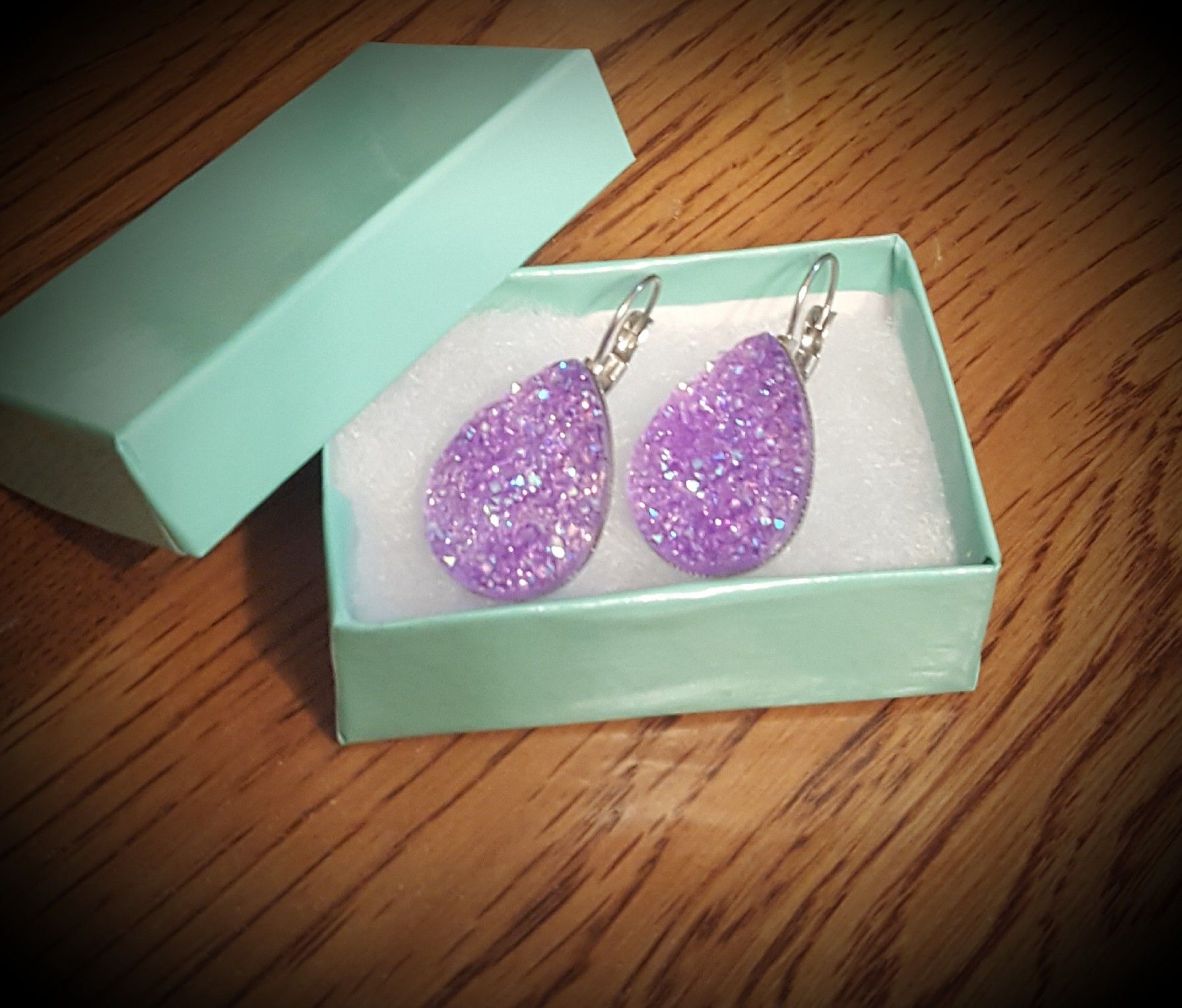 Purple Druzy Earrings