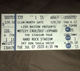 MOTLEY CRUE TICKETS