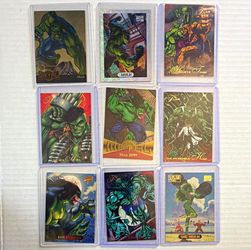 Marvel Metal/Flair Hulk & She-HulkTrading Card Lot (9) !Ultra Rare Chase Cards!