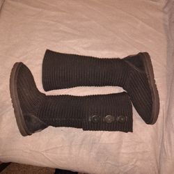 UGG black knit tall boot sz 7 women's 