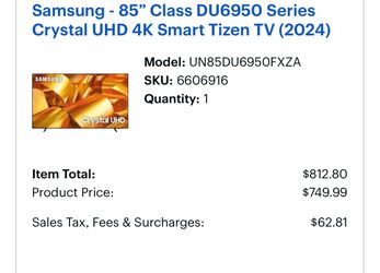 Samsung 85" DU6950 Crystal UHD 4K Smart TV