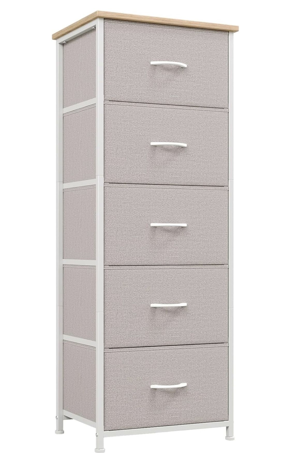 Dresser for Bedroom with 5 Drawers, Storage Organizer Chest of Drawers with Removable Fabric Bins for Closet B
