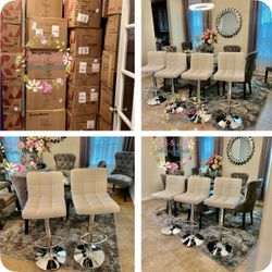 Bar Stools Clearance $49 Each New in The Box White Barstools Swivel Adjustable Dinning Chairs