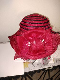 Burgundy and black sheer hat