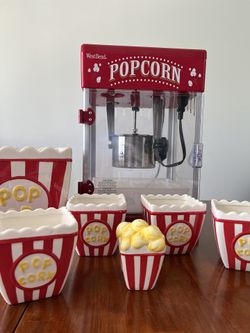 West Bend Popcorn Maker & Alco Ceramic Dish Set