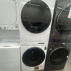 SAMSUNG Bespoke 4.6 cu.ft. Single Unit Al Laundry Hub Washer with Steam Wash & 7.7 cu. ft. Gas Dryer