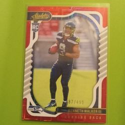 2022 Absolute Football Kenneth Walker Rookie Red Squares Numbered Gold Foil Card 