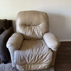 Beige Leather Recliner 