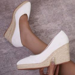 Like New Only Used Once Woman's Wedges Shoes Size 11 White Color And Nude Color $10 Each Please Check Out All Pictures Pick Up At Country Club And Gra
