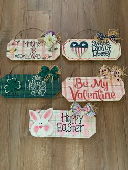 Holiday Wood Hanging Signs Like NEW!! $10 EACH