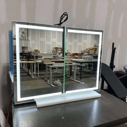 DICTAC Led Lighted Medicine Cabinet with Mirror and Storage Bathroom Wall Cabinet with Mirror and Outlets 31.5''x23.6''