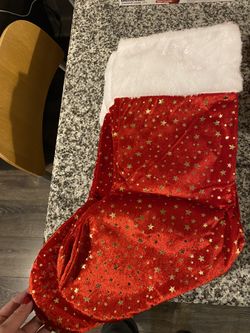 6 Christmas Stockings With Gold Stars