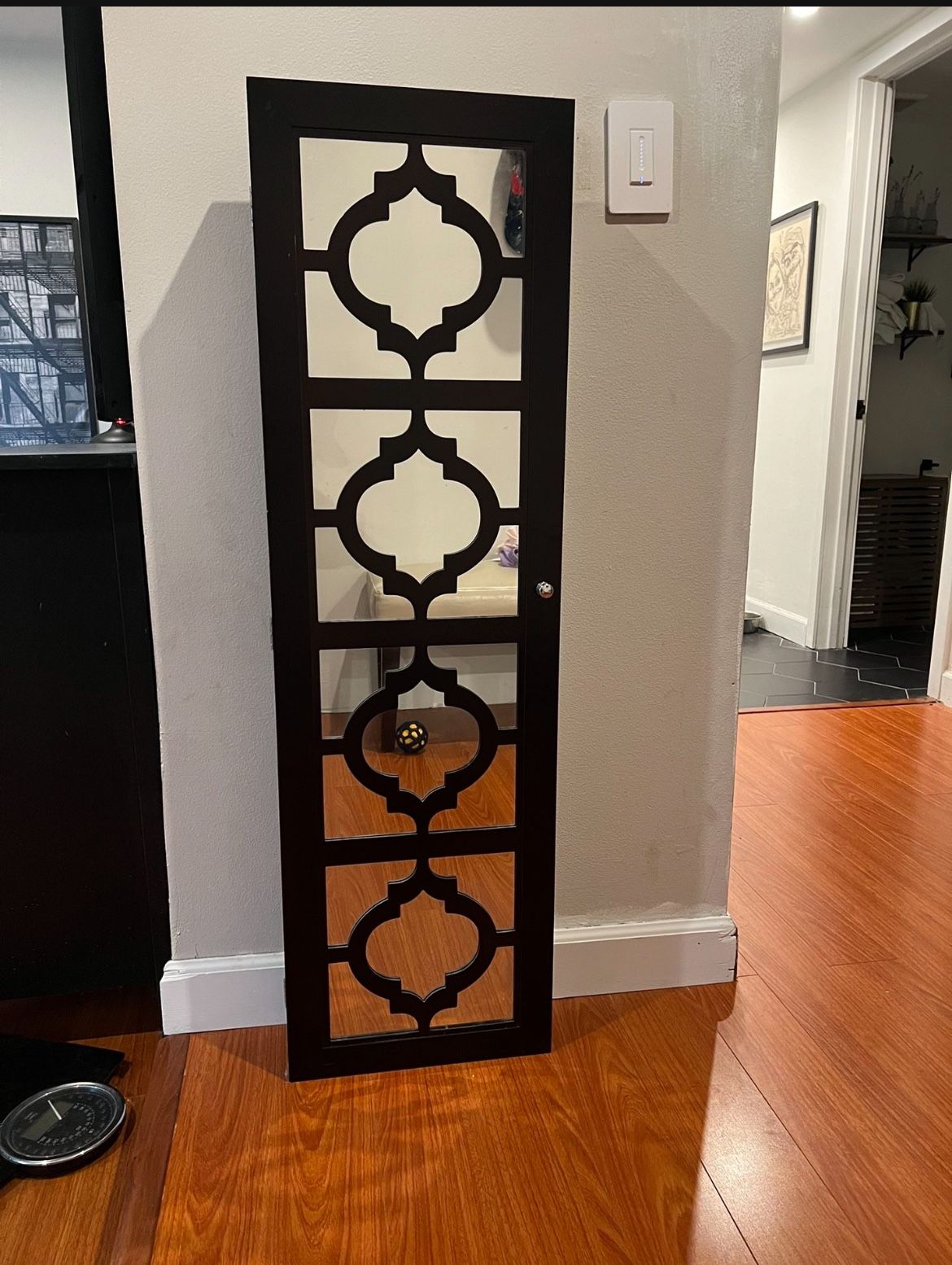 Wood Jewelry Armoire with Decorative Mirror