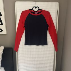 Edikted Navy & Red Long Sleeve Shirt
