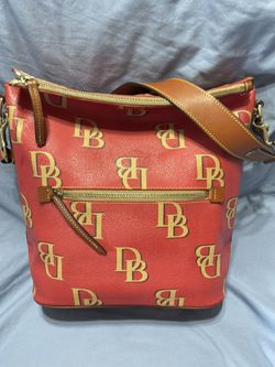GUC Dooney & Bourke Monogram Large Sac Shoulder Bag, Color Red
