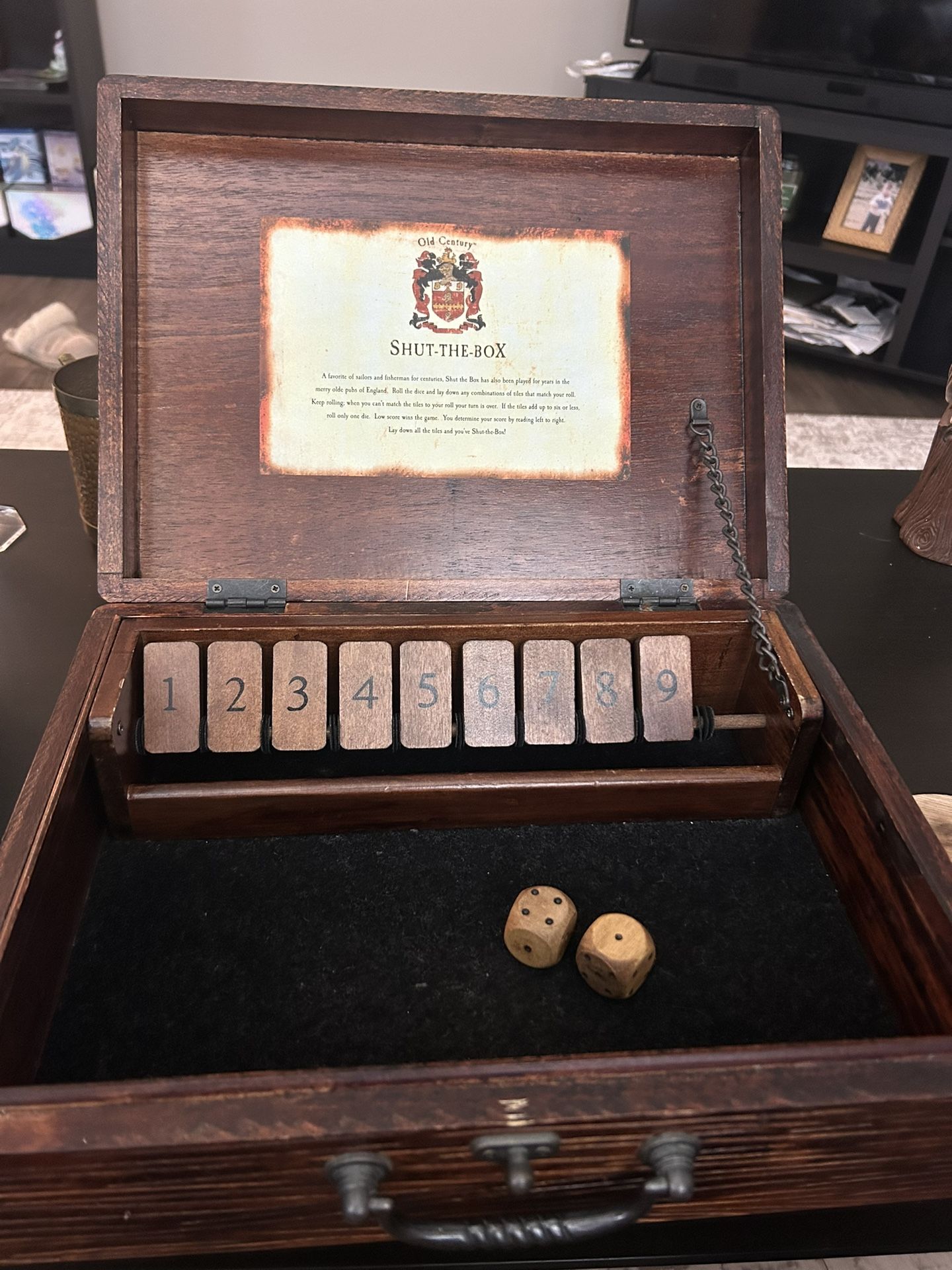 Vintage Wooden Old Century Shut-The-Box English Pub Game