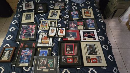 62  pieces  Boxing , Football , baseball  signed  photos sell as a lot