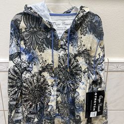Brand New Beige and blue patterned zip-up hoodie from Onque Casuals