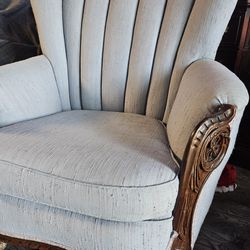 Blue Channel Back Antique Chair