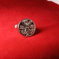 26mm Round Centenario Ring 925 Silver Size 11