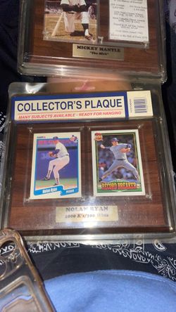Collectors plaque Mickey Mantle and Nolan Ryan **BRAND NEW** collectors unopened box from 80s
